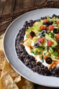 Homemade Layer Dip with tortilla chips