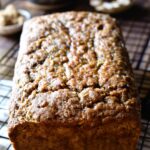 A close up front view of 100% Whole Grain Zucchini Bread.