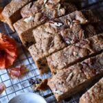 An overview of Cinnamon Orange Raisin Bread cut and staggered.