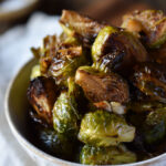 A bowl of Roasted Garlic Balsamic Brussel Sprouts